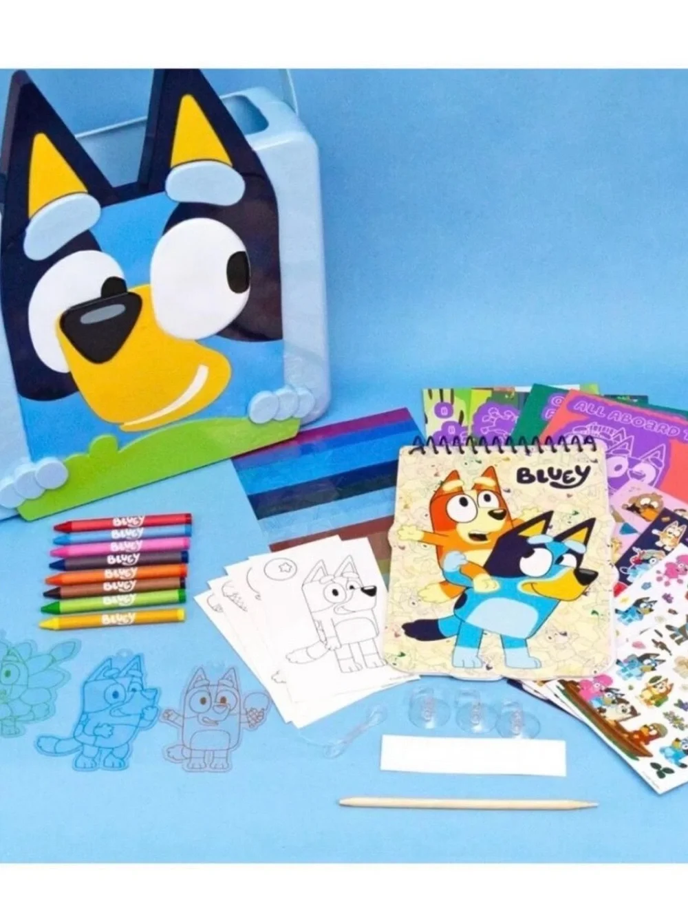 Bluey Kids Activity Kit - Light Blue Character Carry Case with Art Supplies